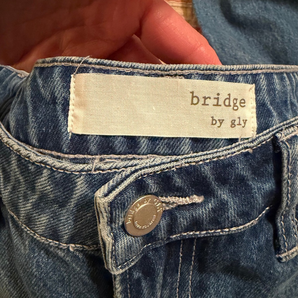 Bridge by Gly Mom Fit Jeans Distressed Ripped Blue Denim Size 28 - Picture 3 of 9